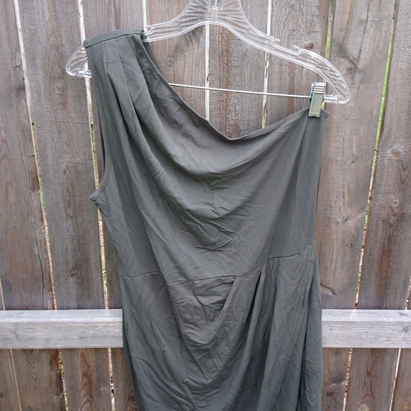 Pretty Garden One Shoulder Strap Tank Top Flowy Green Dress - Picture 4 of 16
